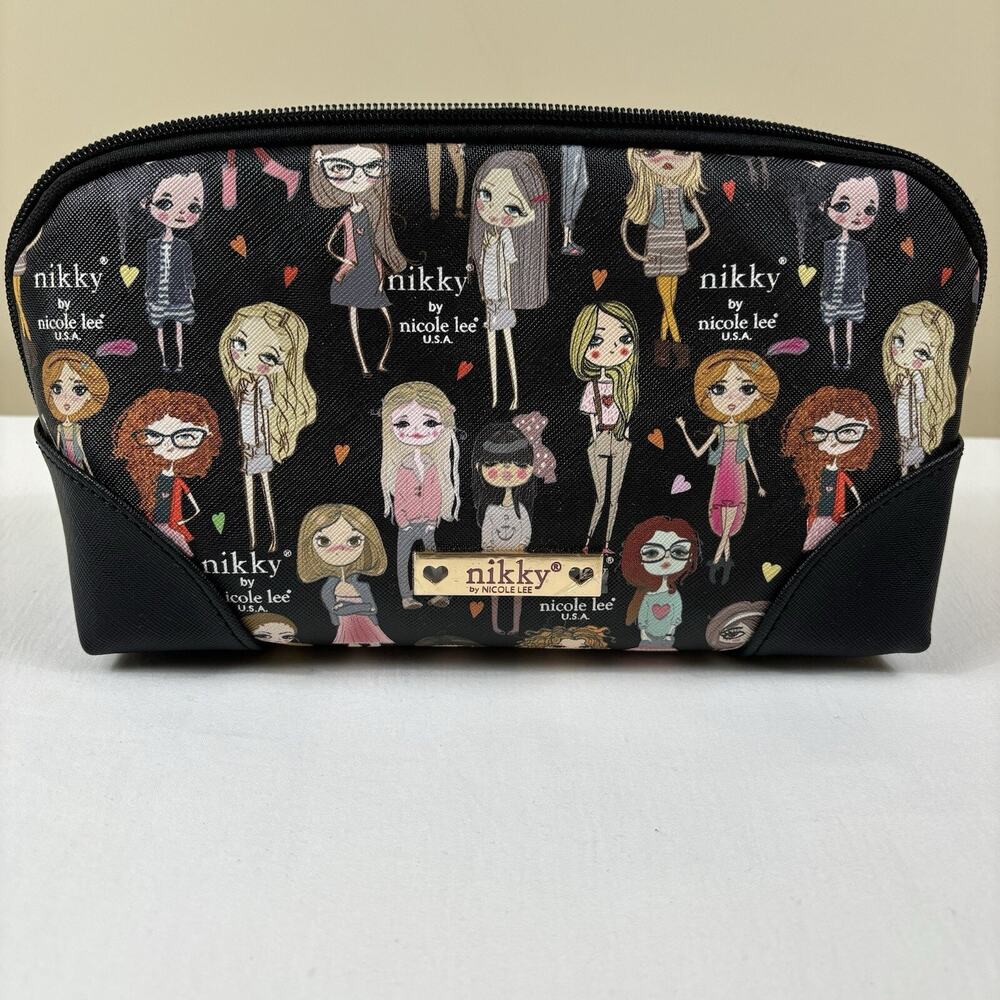 Nikky Girls Zipper Makeup Bag by Nicole Lee 9.5”x 5” Glam Girls
